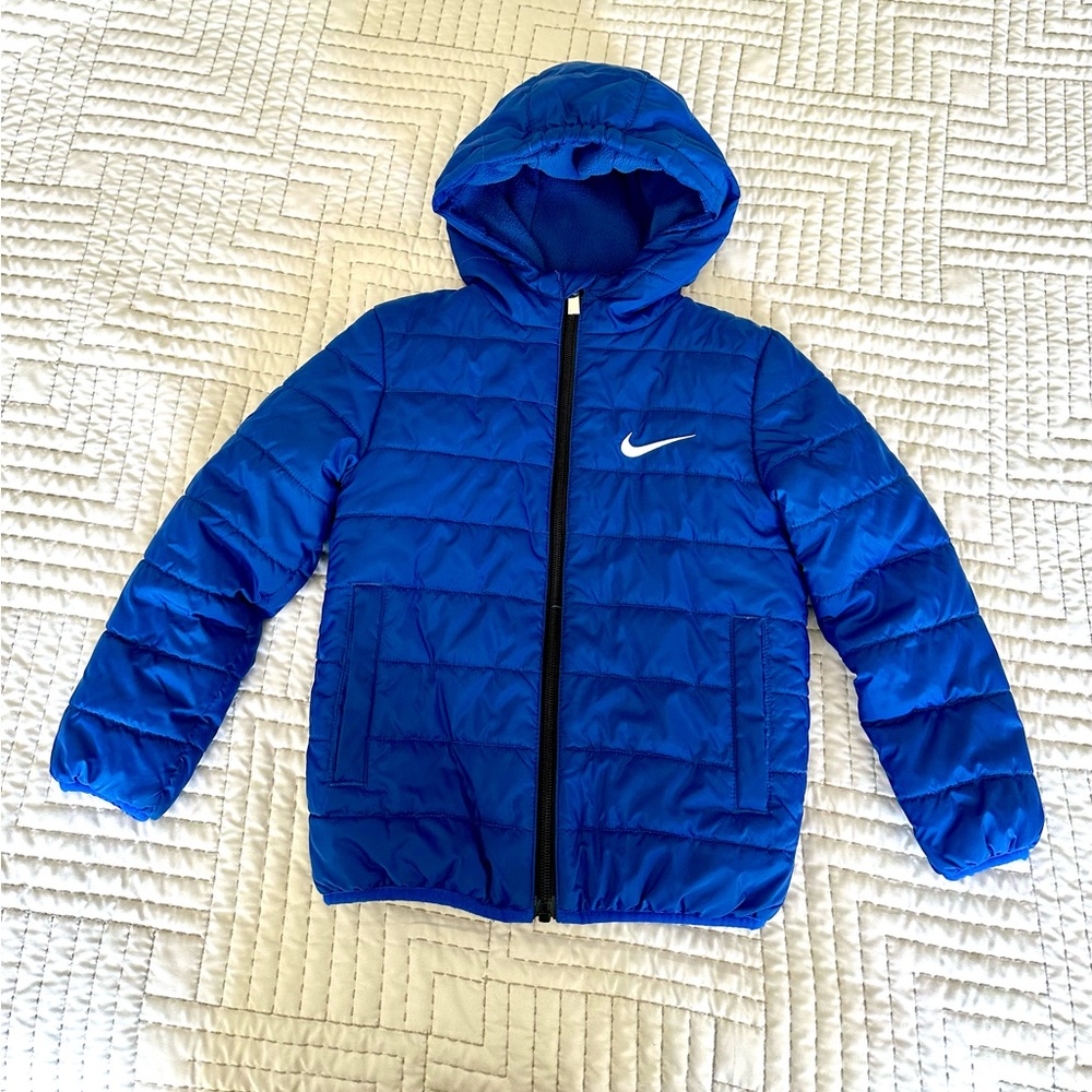 Nike Kids Royal Blue Hooded Puffer Jacket